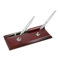 Rosewood Finish Desk Set w/Two Pens and Letter Opener